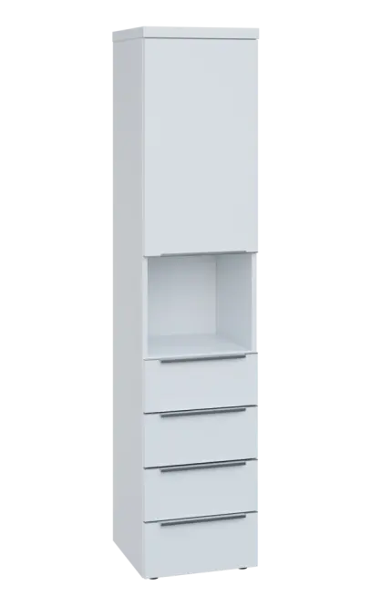 SIN 5 - 44ZND kancelářská skříň, 4-zásuvková/nika, 1-dveřová, pravá, 1820x400x400, bílá